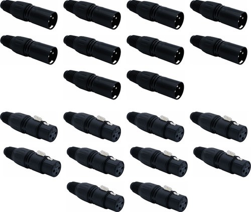 Kit 20 Conectores XLR Macho e Femea Linha Pesada P