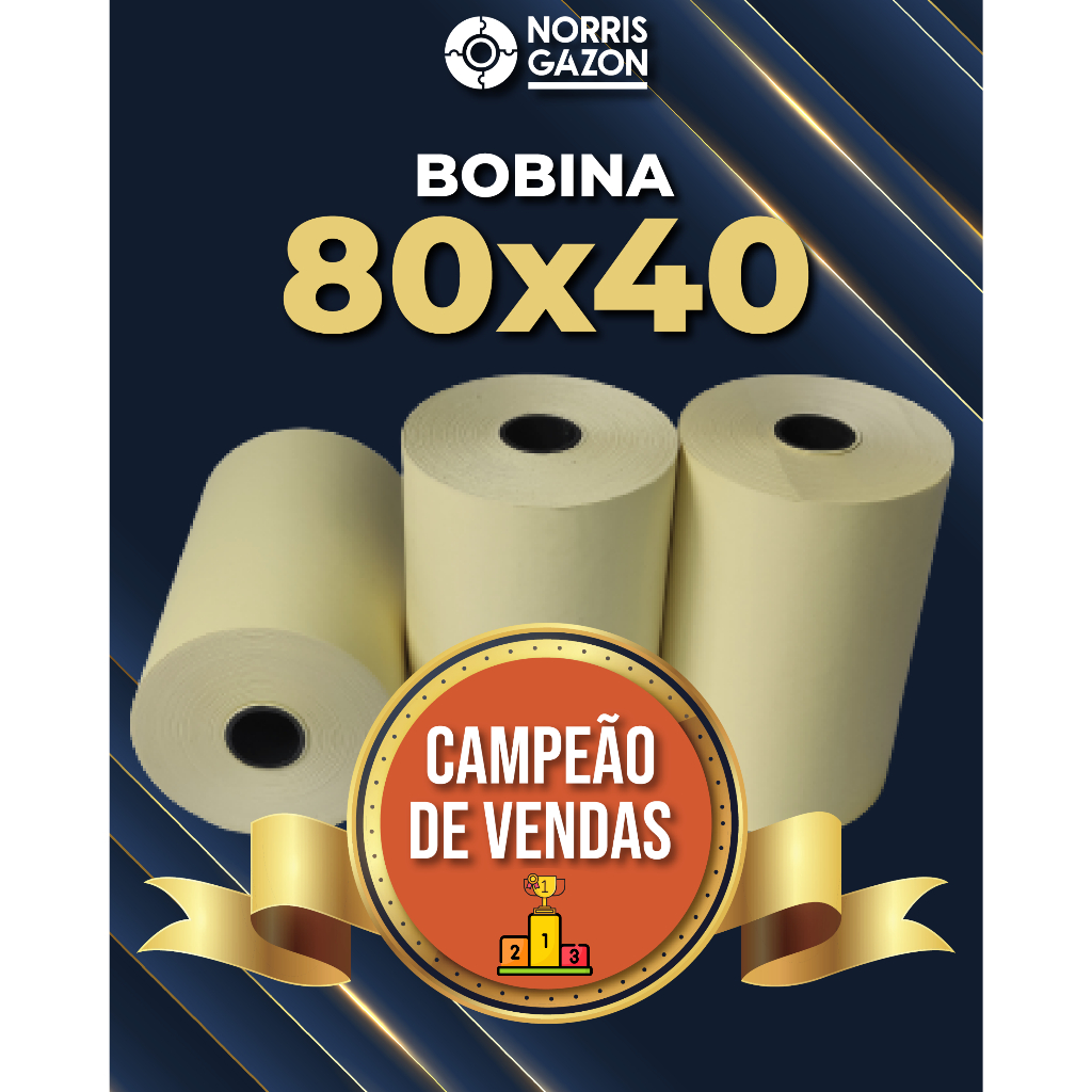 Bobina Termica 80×40 Amarela caixa com 30 rolos.