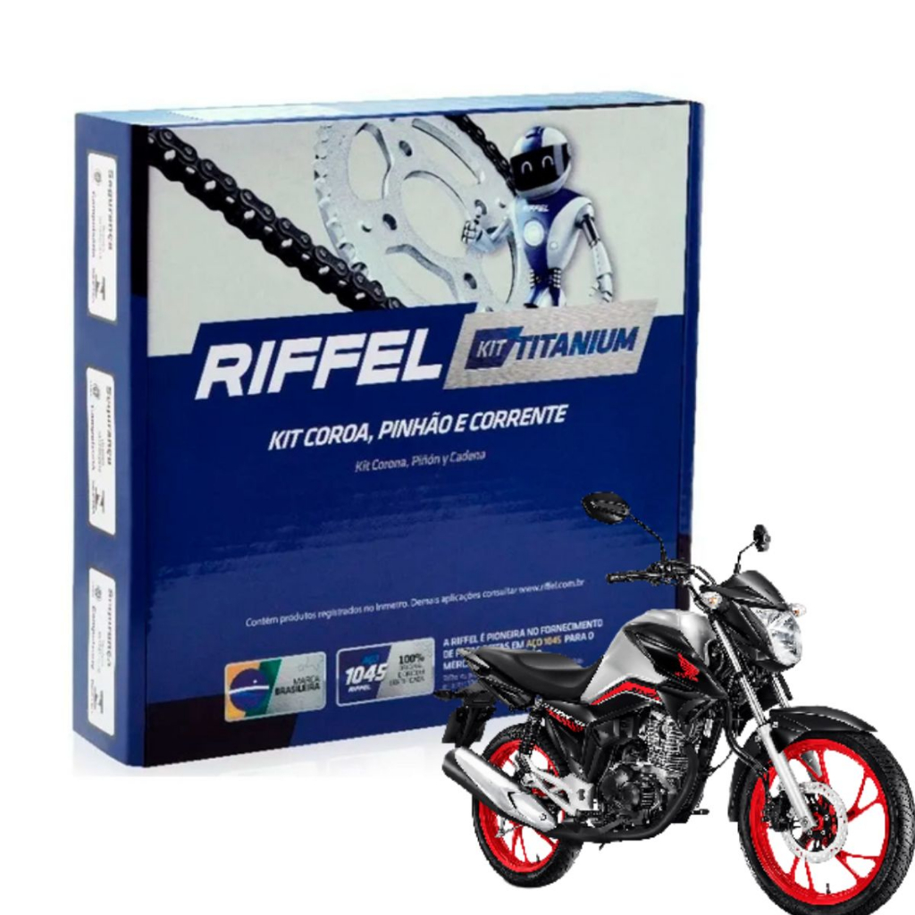 Kit Relação Transmissão Tração CG TITAN FAN 160 2016 a 2026 ORIGINAL RIFFEL