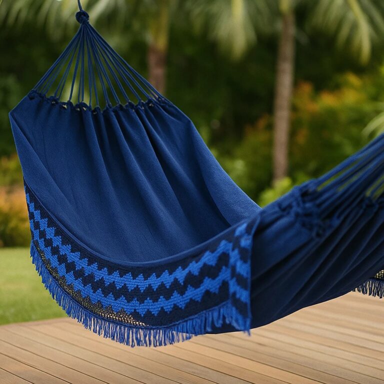 Rede De Dormir Descanso Jeans Mesclado Life Vermel