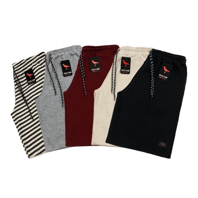 Kit 5 Bermudas Masculina Moletom Treino Academia S