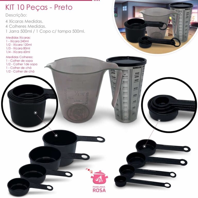 kit medidores 10 peças no atacado e varejo jarra 