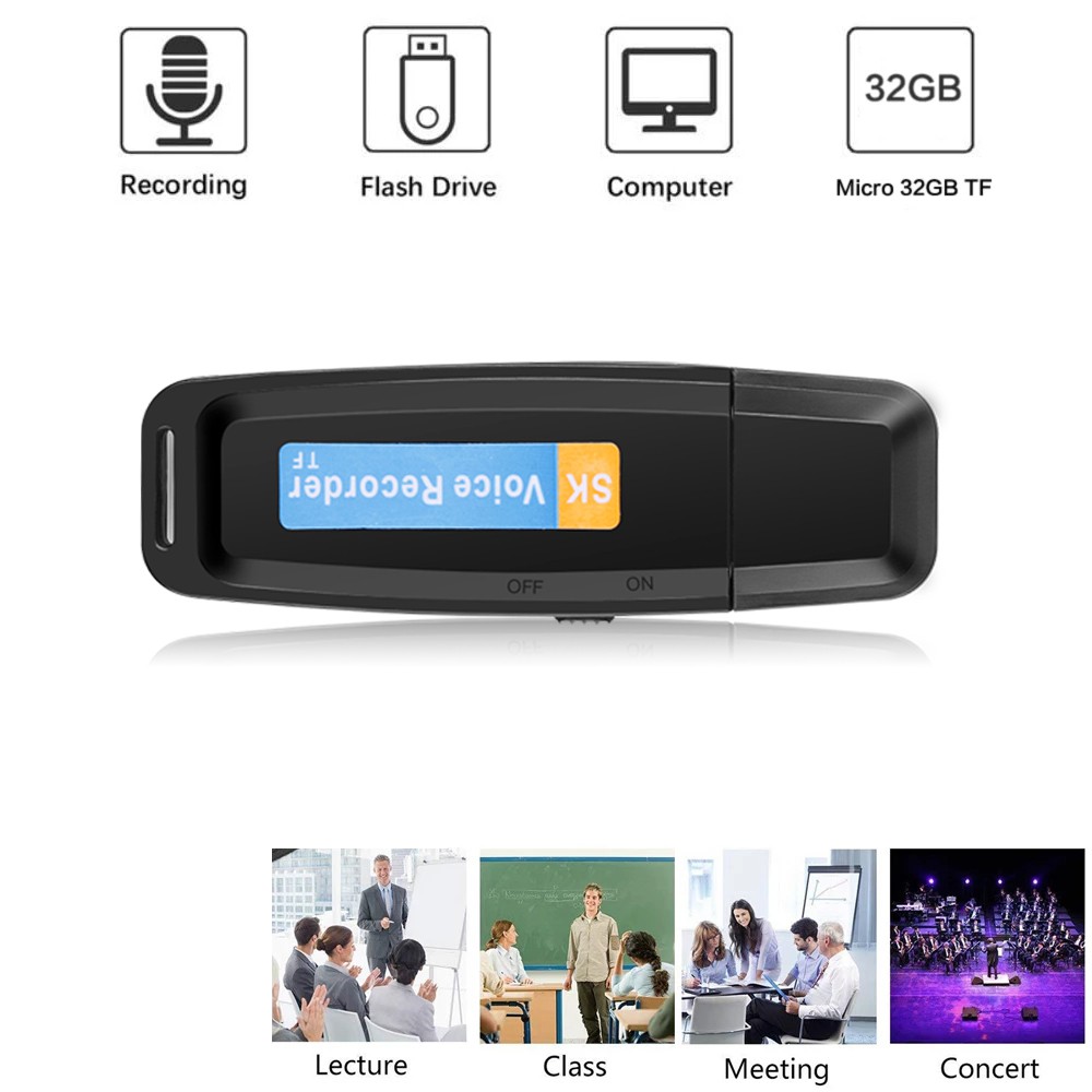 Mini Gravador De Voz Em Forma De U Áudio Digital Dictafone USB 2.0 Unidade Flash De Som Para Cartão