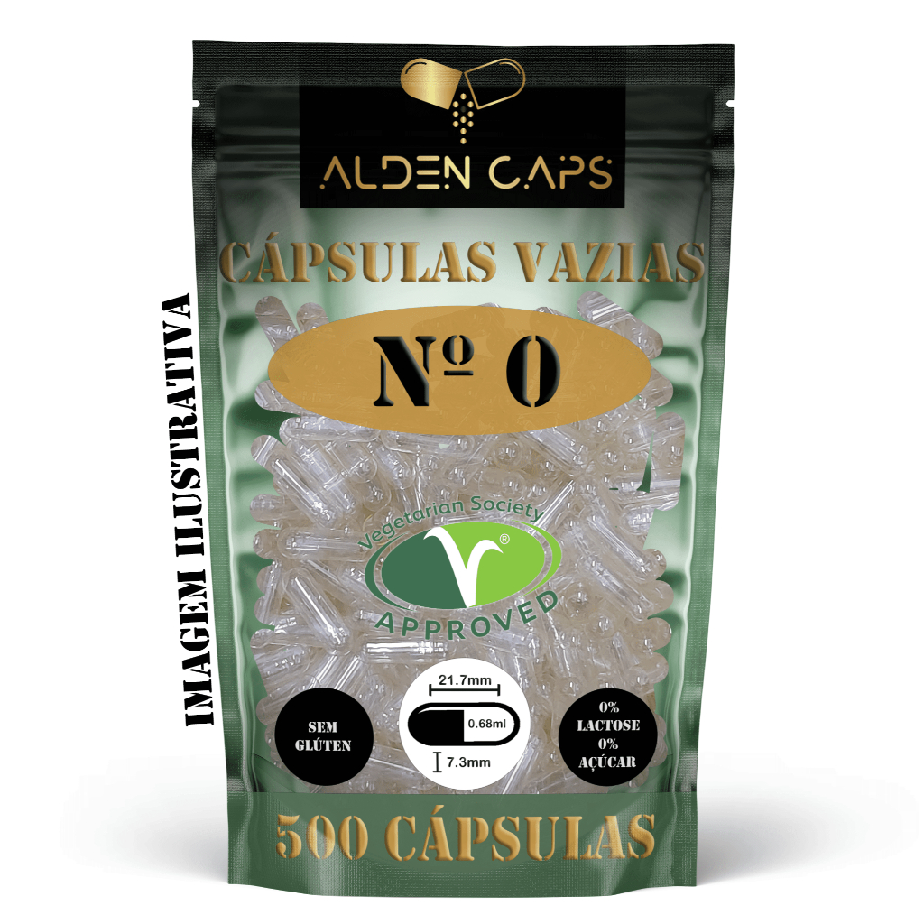 500 Cápsulas Vegetais Veganas Incolores N. 0 (500