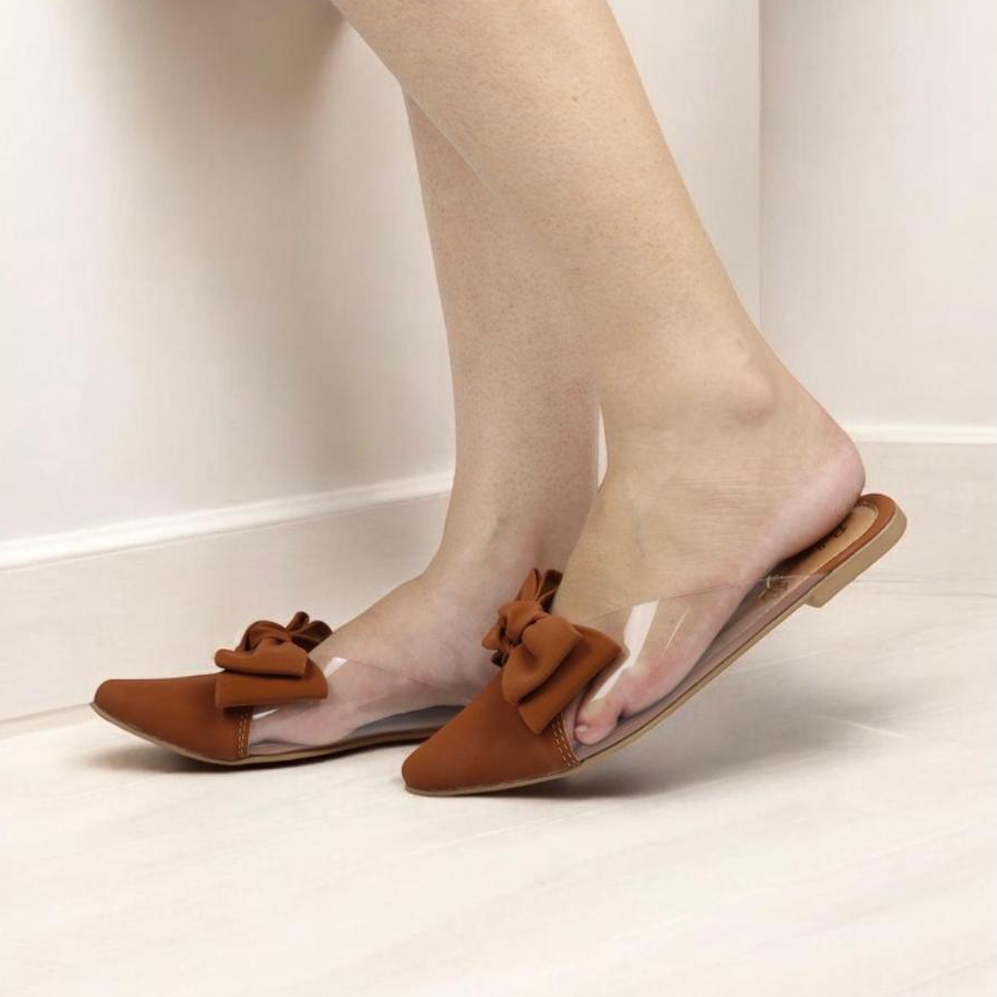 Sapato Mule Feminino Vinil Cristal Transparente Co