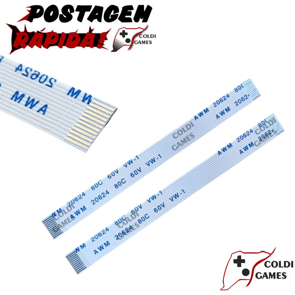 2 Cabos Flat 12 Vias Controle Ps4 Jds/Jdm 011,030,