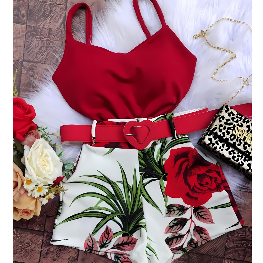 Conjunto Feminino Regata com Bojo + Short com cint