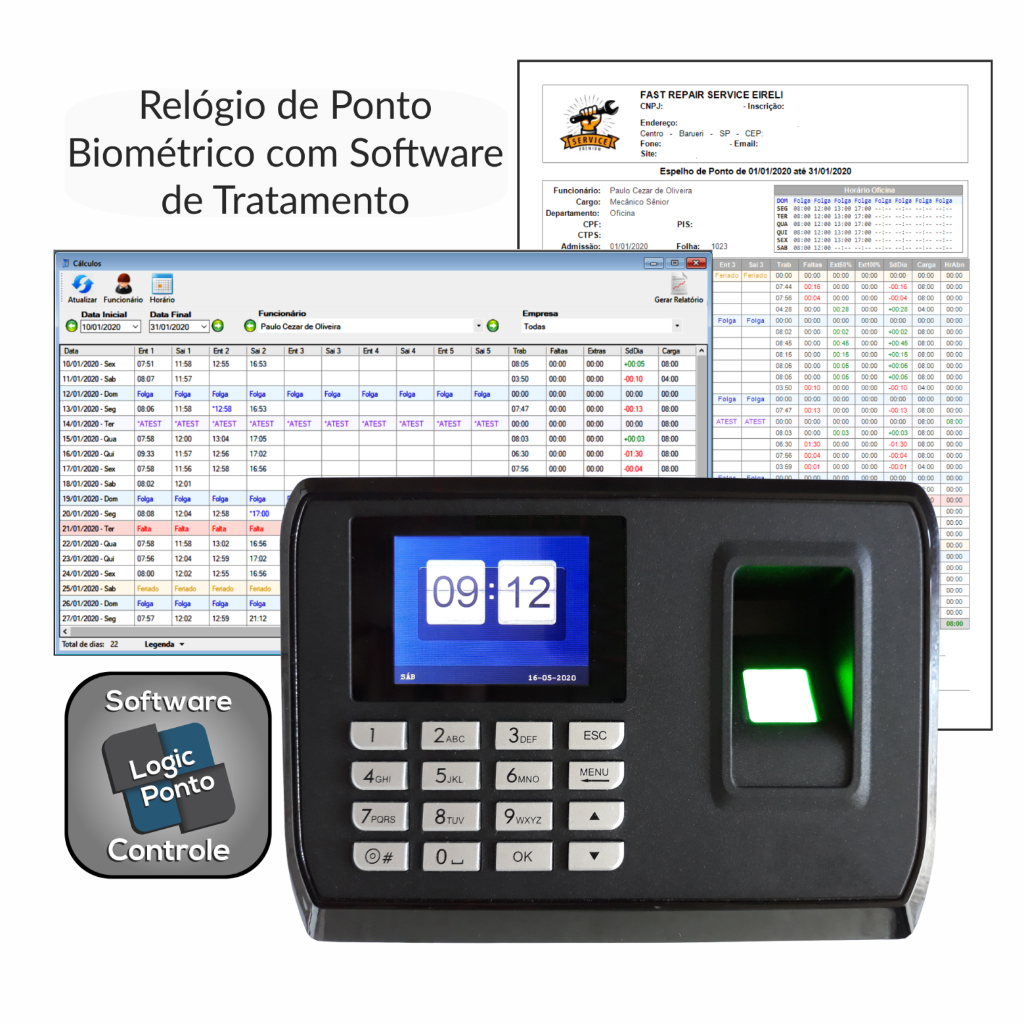 Relógio de Ponto Biométrico Digital LP-11 com So