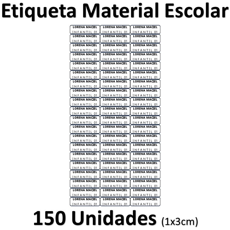 150 Etiqueta Adesiva Com Nome para Material Escola