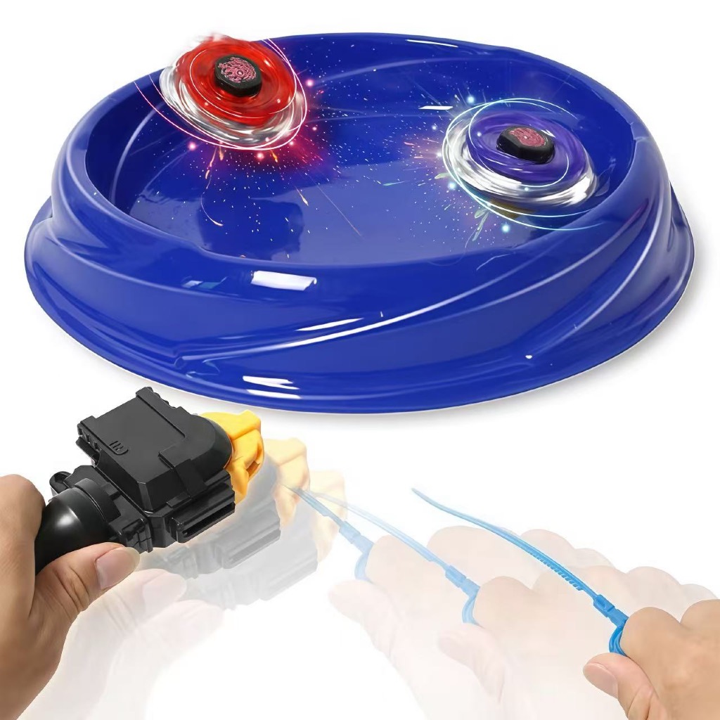 Kit 4 Beyblade Metal Led + Arena Lançador Battle 