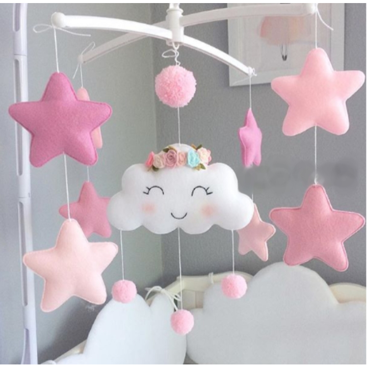 Móbile Para Berço Nuvem Chuva de Amor Rosa Menin