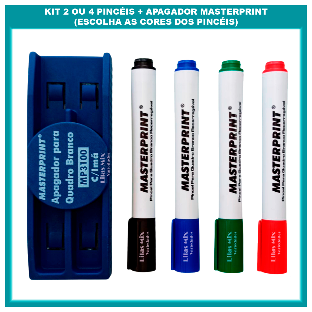 kit Pincel Caneta Quadro Branco Lousa Recarregáve