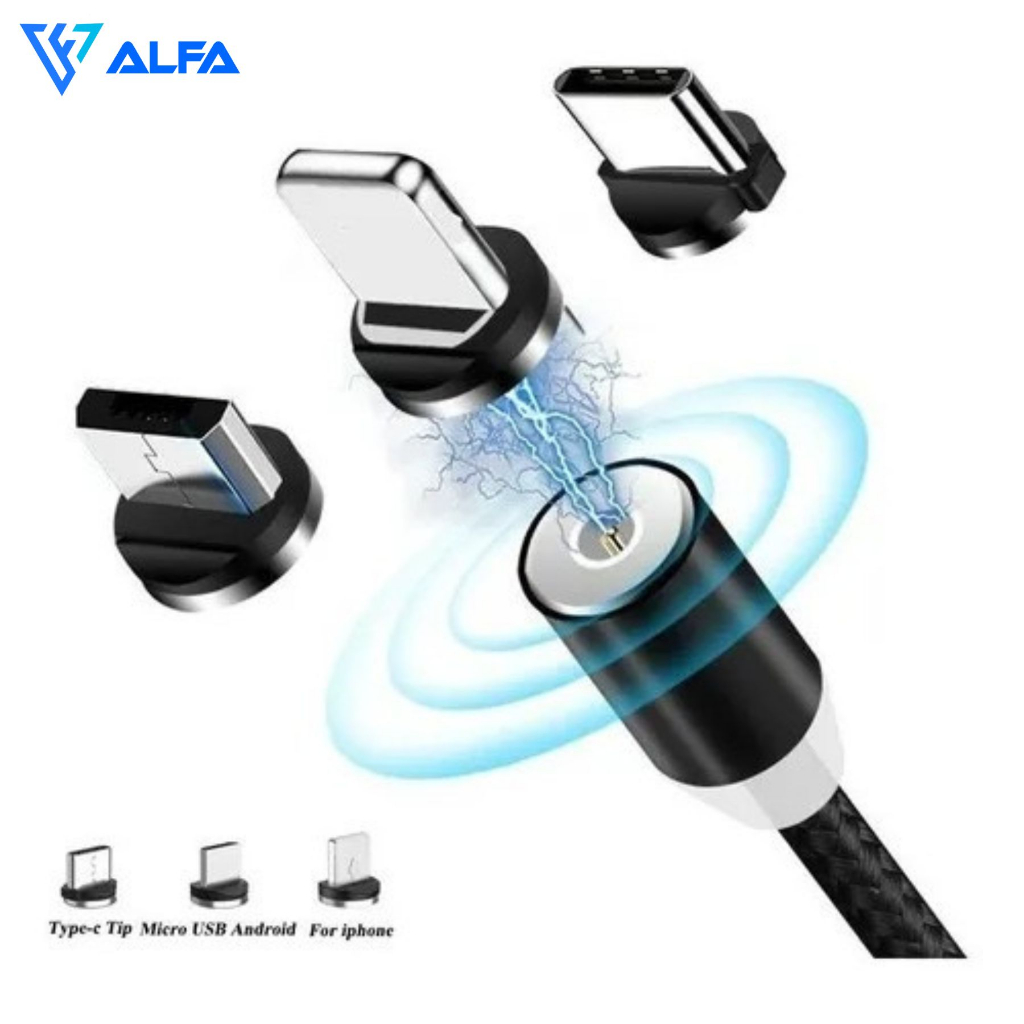 Cabo Carregador Magnético 3 em 1 led V8 ,Tipo C, 