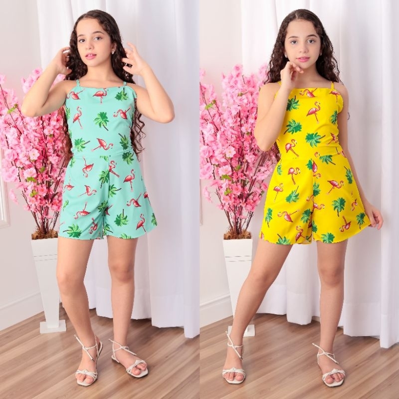 Macaquinho Infantil Juvenil Feminino Verão Curto 