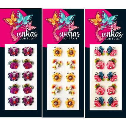 100 Adesivos  para Unhas 3D Pedras Artesanais KA-1