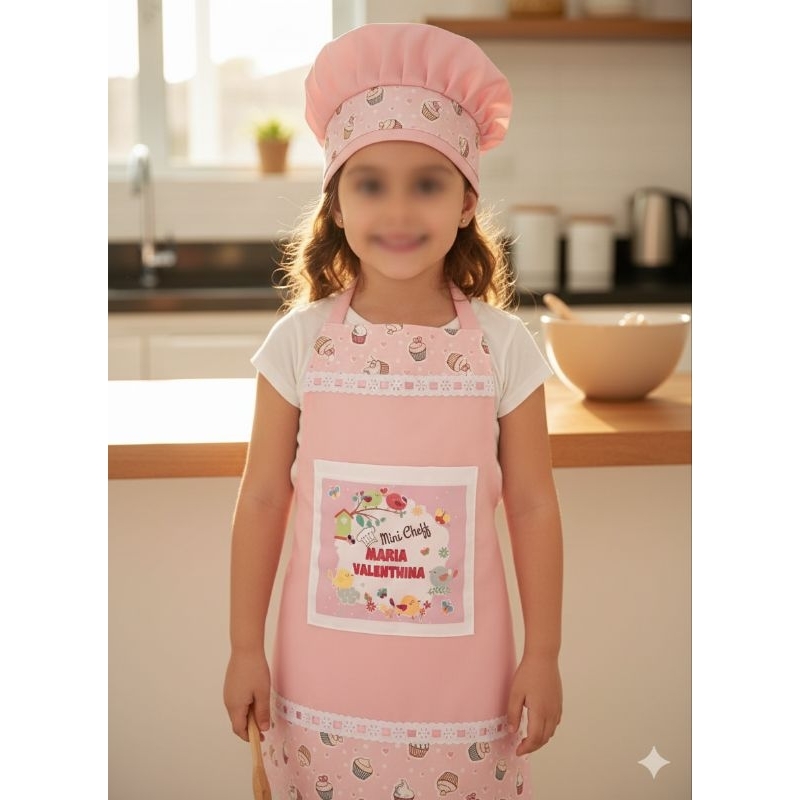 Avental e touca Infantil personalizado informe nom