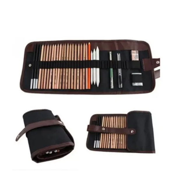 Estojo De Lápis Desenho Profissional Kit Com 29 P
