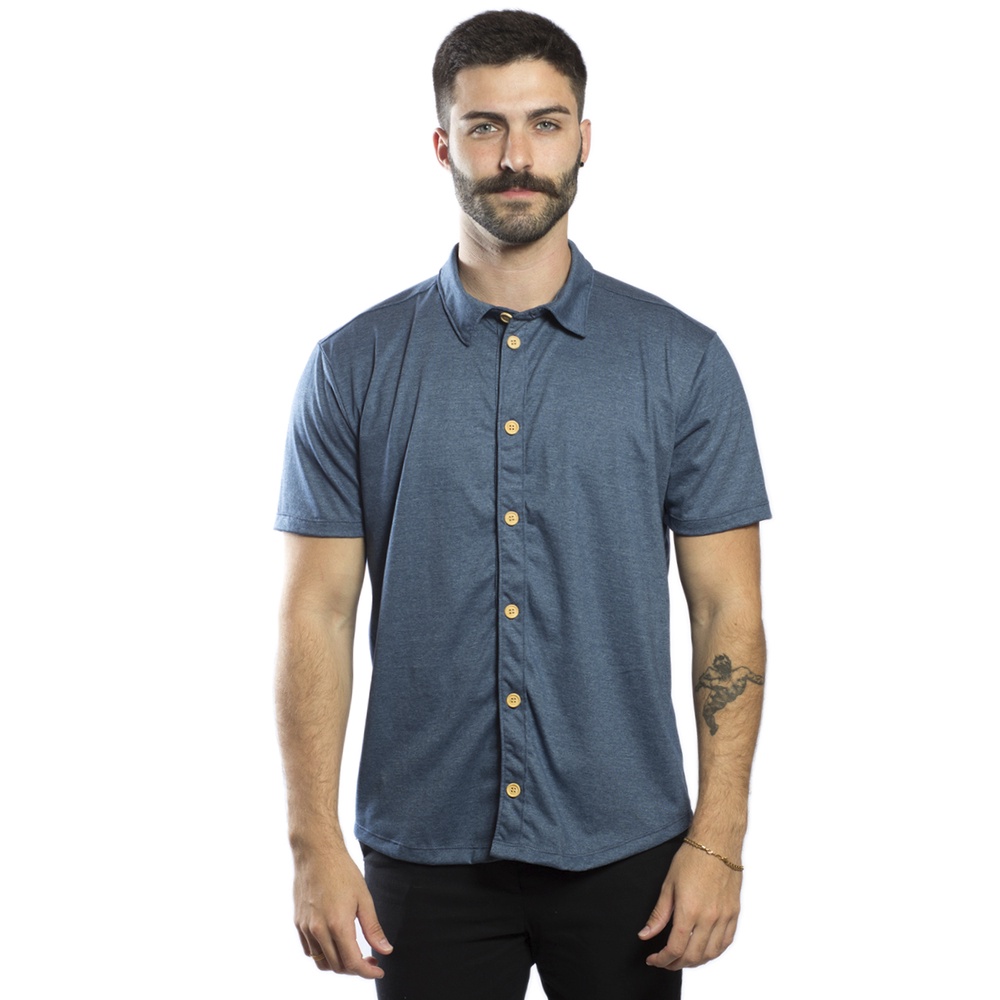 Camisa Masculina De Botão Estonada Modelagem Slim