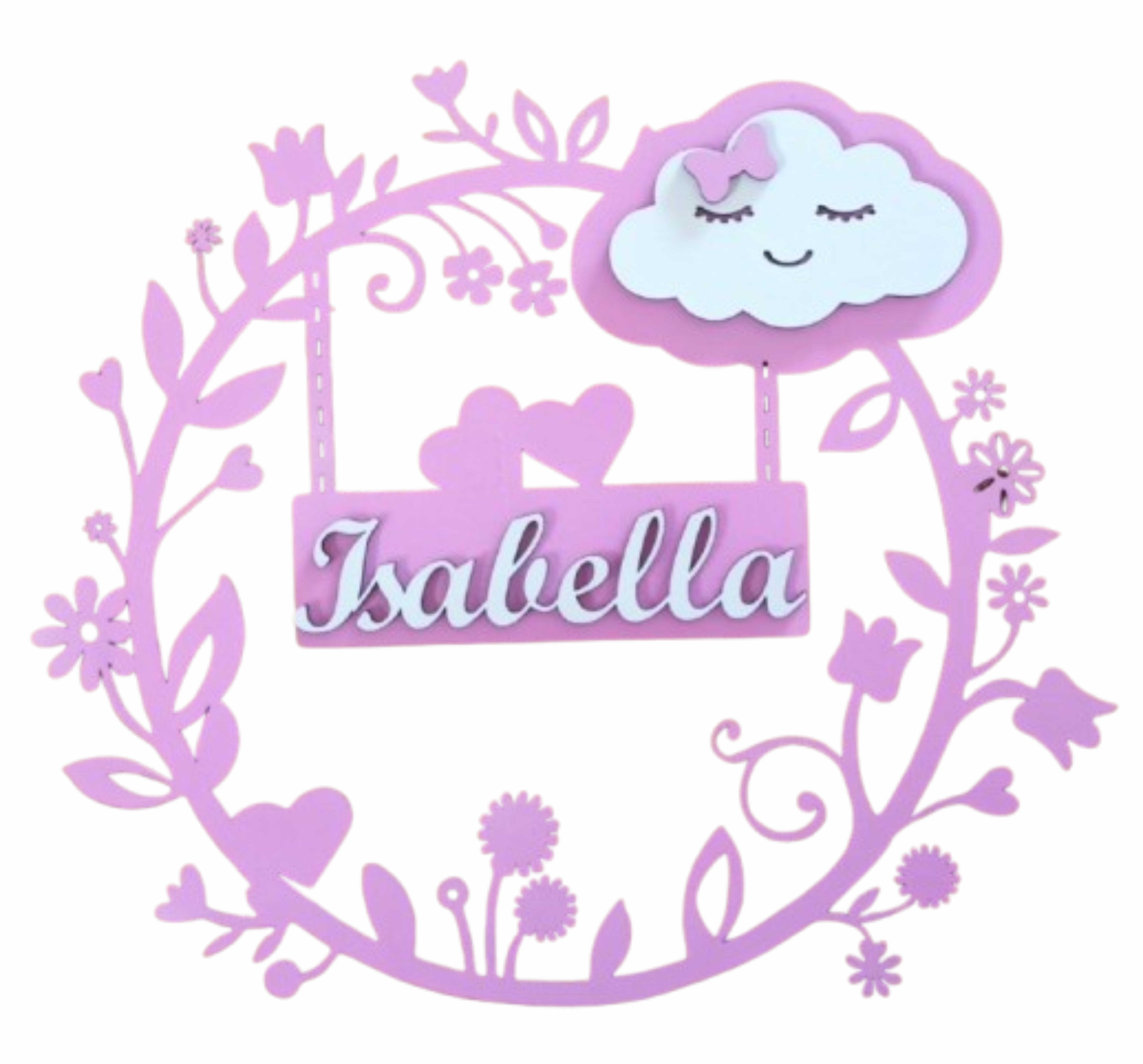 Porta Maternidade nuvem personalizado menina OU me