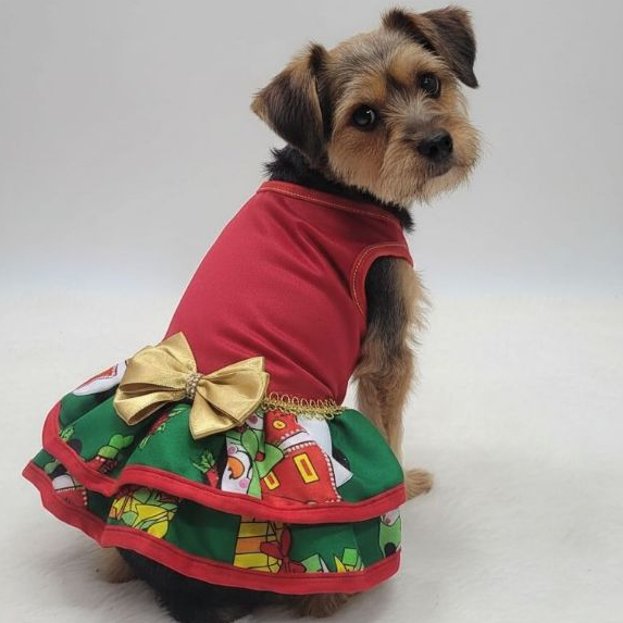 Vestido Pet Estampa Natalina Roupinha de Cachorro 