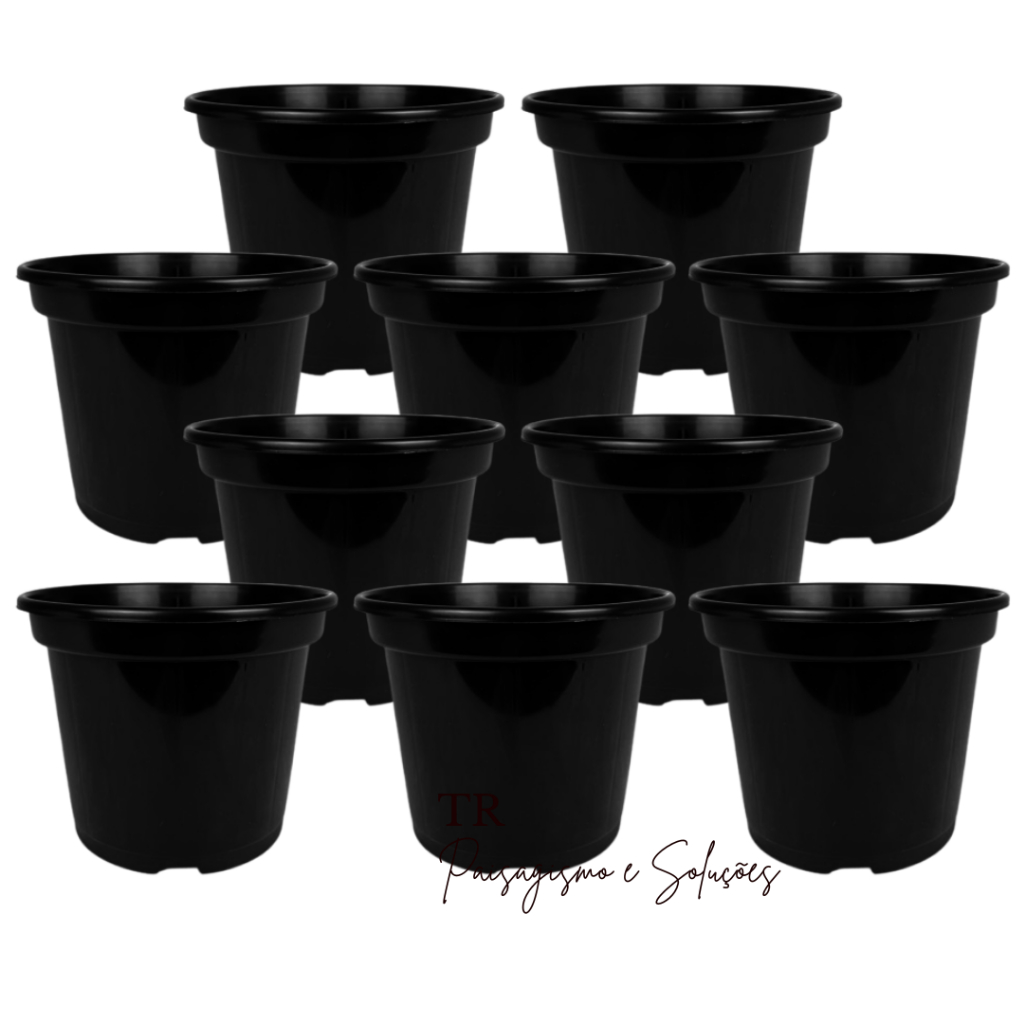 kit 20 Vaso Pote 15 Preto Para Rosa Mudas Plantas