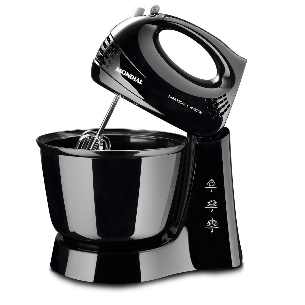 Batedeira 400 watts 3 velocidades preta Prática &