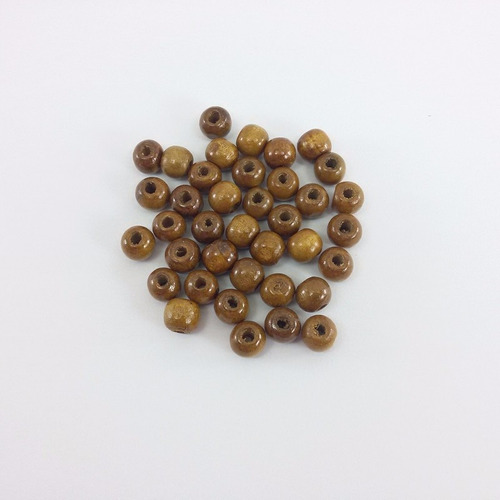 Contas Bola De Madeira Envernizada 10 Mm 100gramas