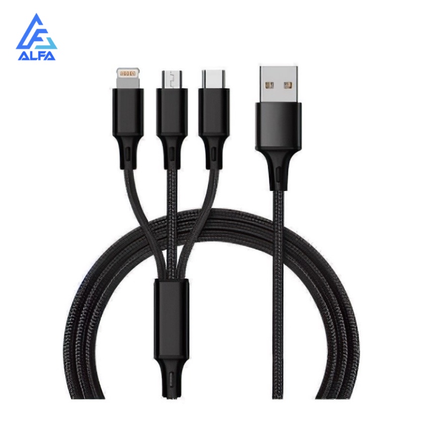 Cabo de Dados 3 em 1 Micro Usb V8/Tipo C/iPhone Ca
