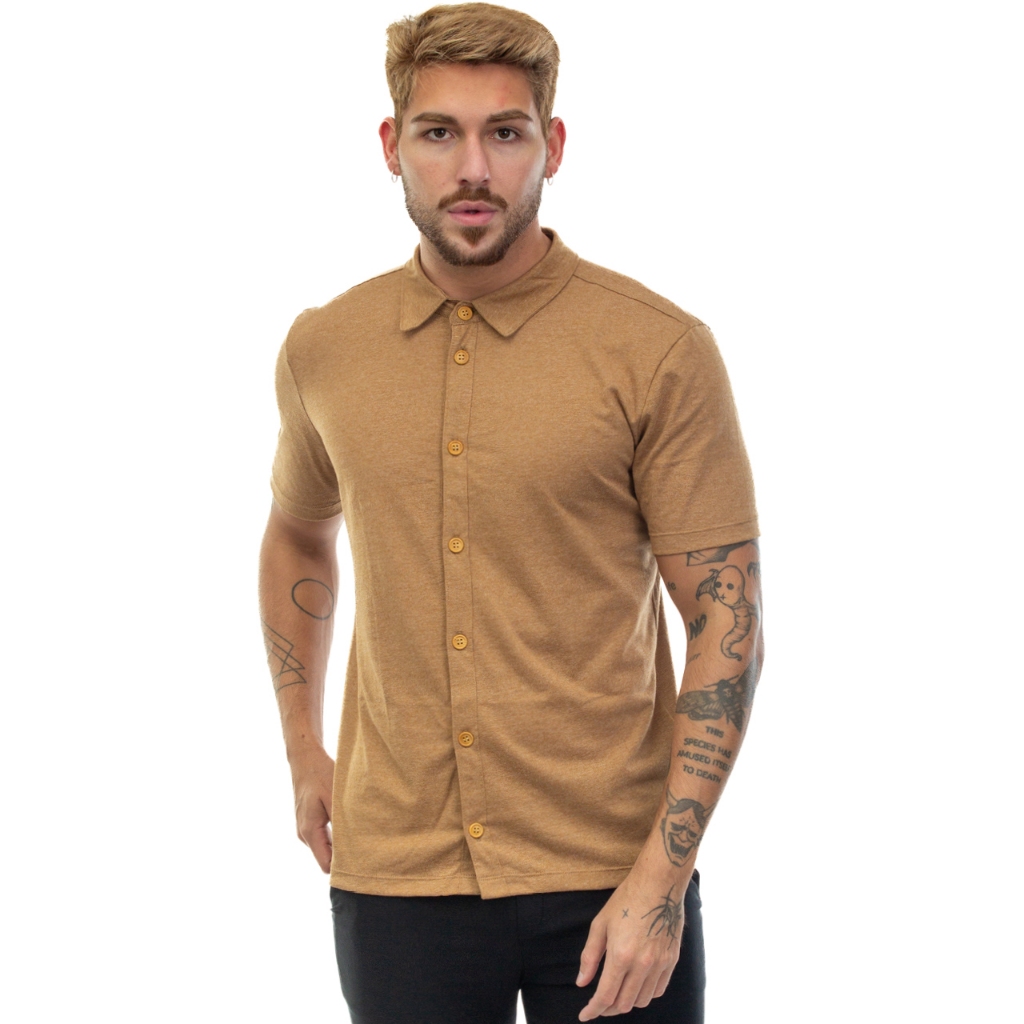 Camisa De Botão Masculina Malha Ecológica Feita 