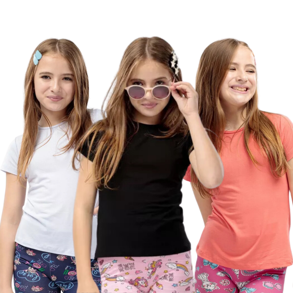 Blusa Menina Lisa Infantil Juvenil Viscolycra Conf
