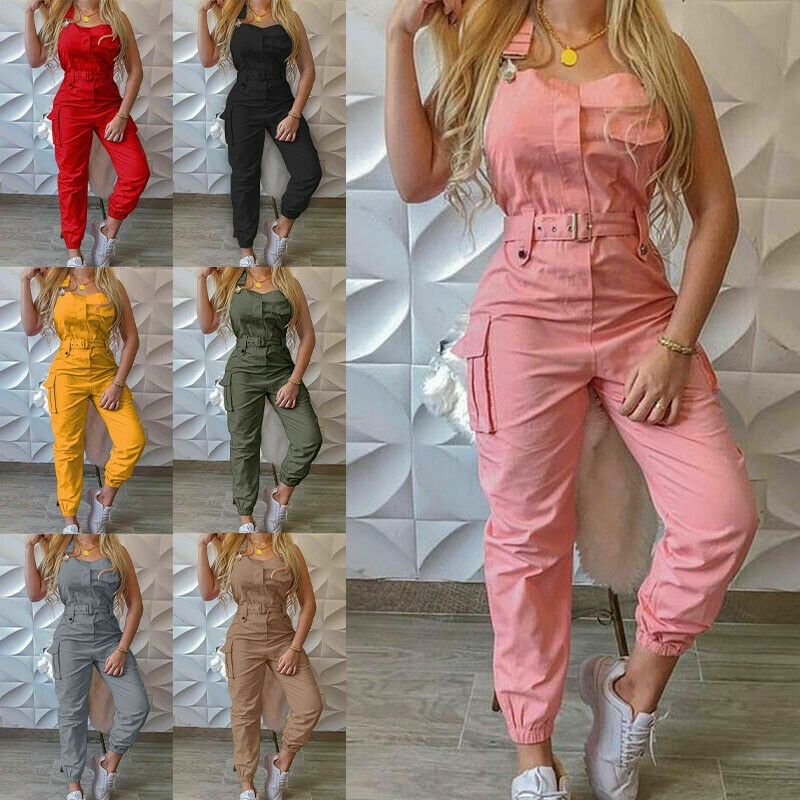 Macacão macaquinho jardineira de carga longo femi