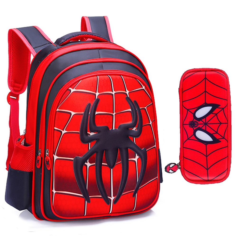 2 Em 1 Kit 3D Marvel Spiderman  Aranha Escolar Sac