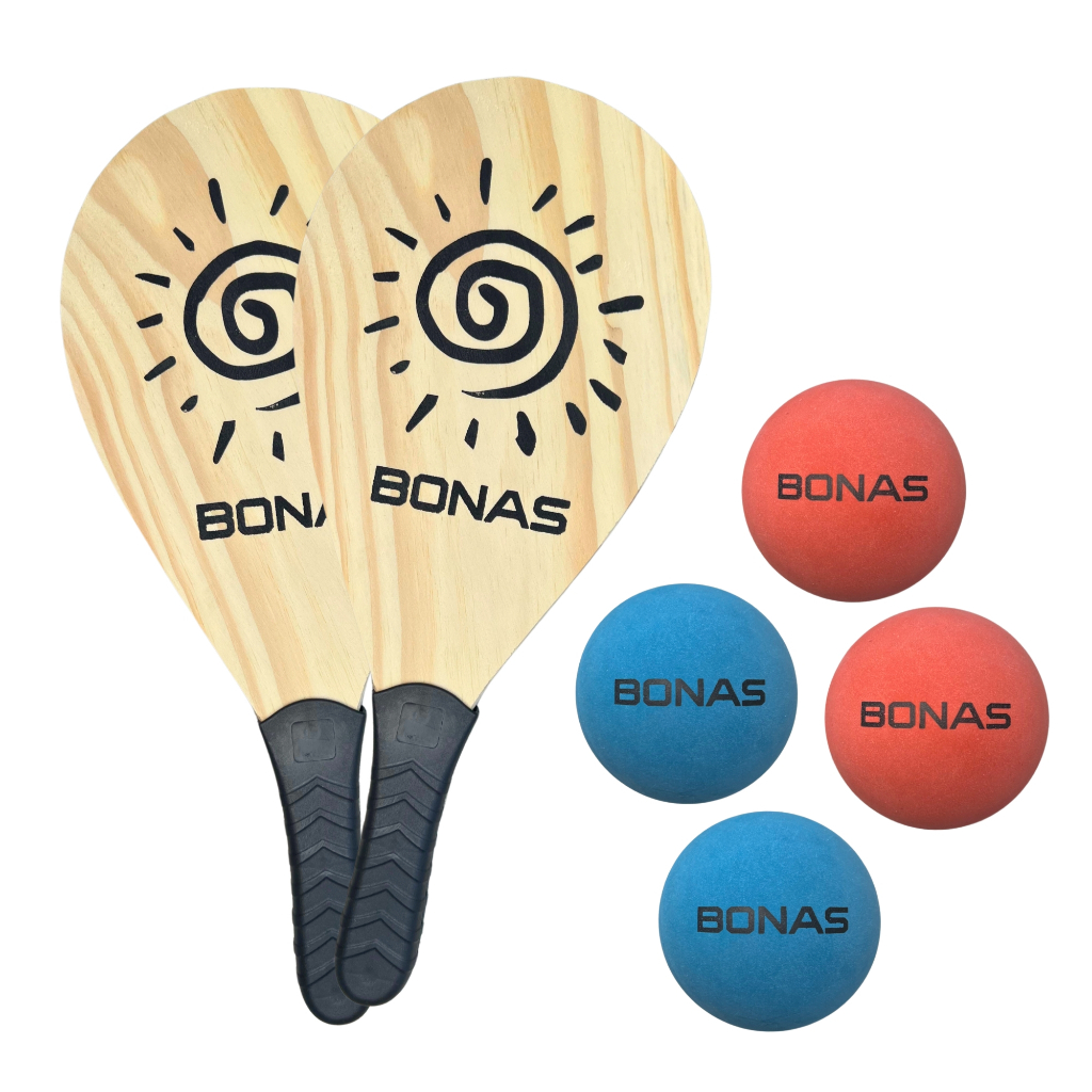Kit Raquete Frescobol com 4 Bolinhas Tenis de Prai