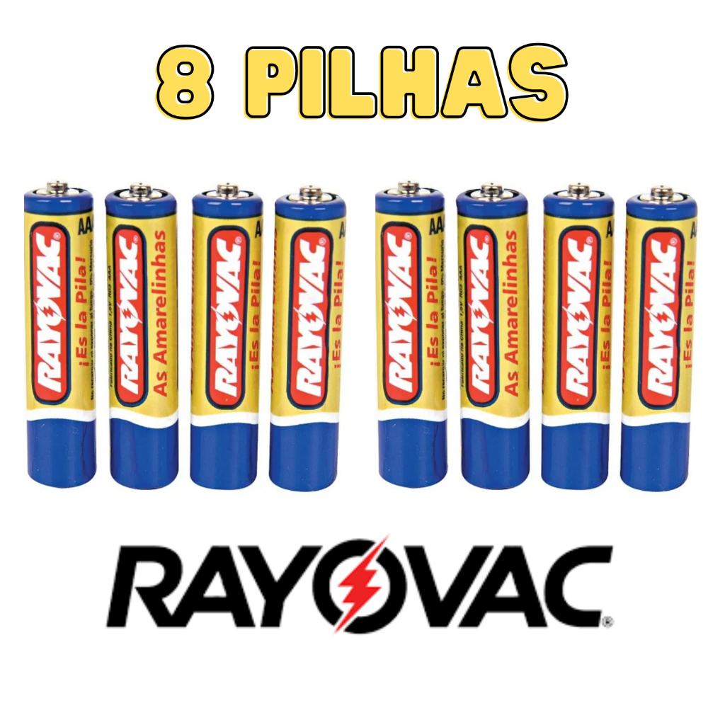 Cartela 8 Pilhas Zinco Aaa Rayovac Palito