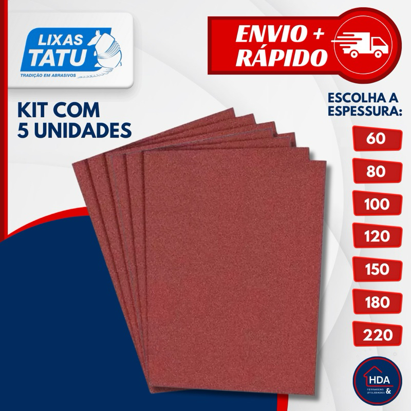 Lixa Para Massa Kit 5 Unidades Parede Reboco Massa