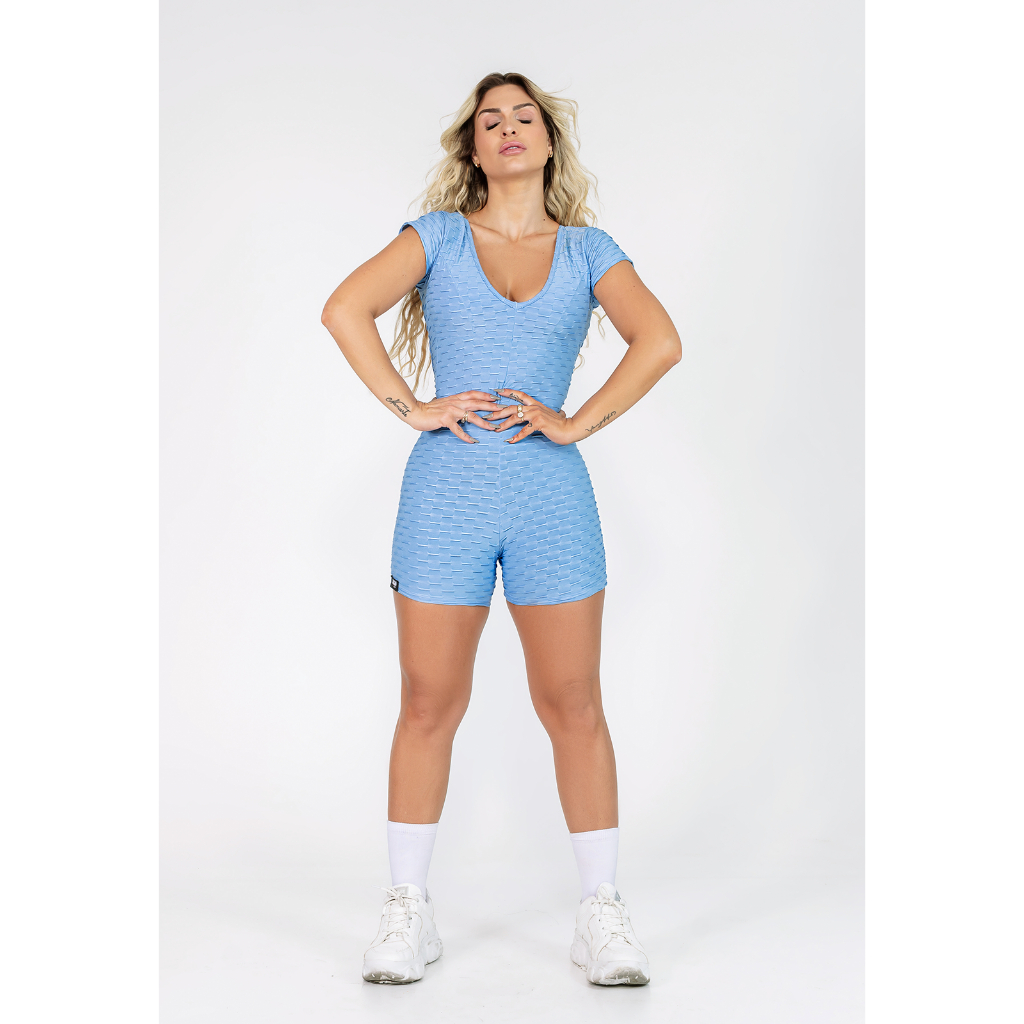 Promoção Macaquinho Fitness Bolha Mercy Azul Cla