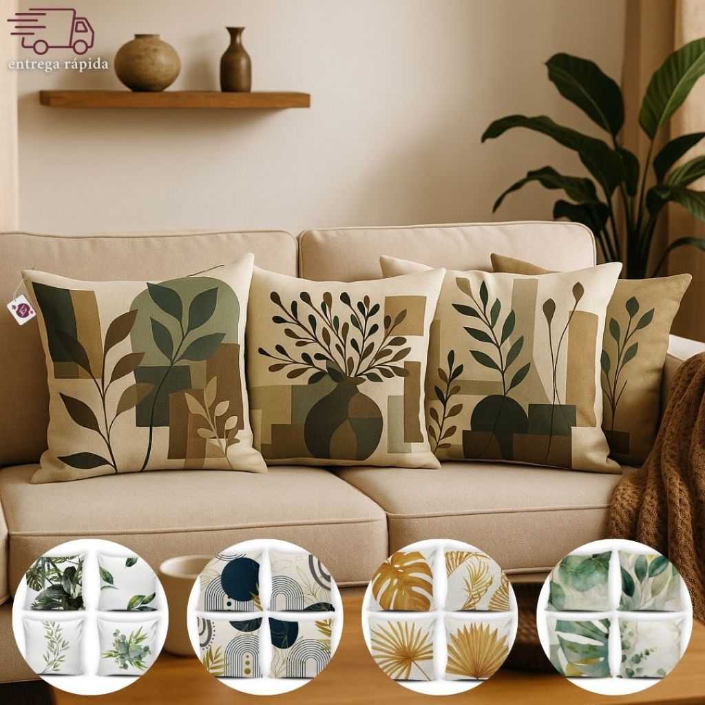Kit 04 Almofadas Decorativa Estampa Digital Com e 