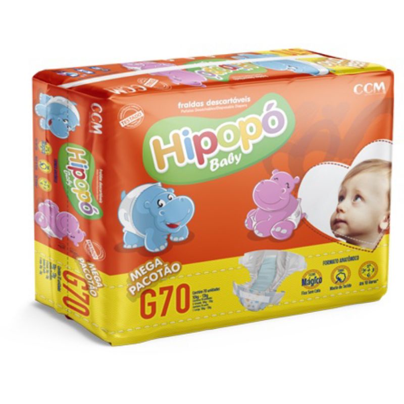 Fralda Hipopó Baby Mega Pacotão P-90 M-80 G-70 X