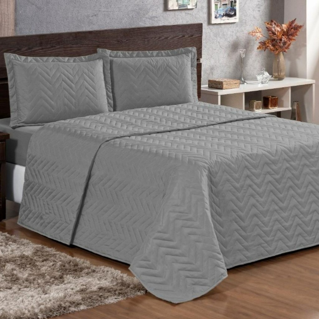 Kit Cobre Leito Colcha 3 Peças Matelado Dupla Fac