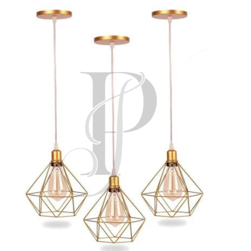 Kit 3 Pendente Aramado Diamante Luminária Lustre 