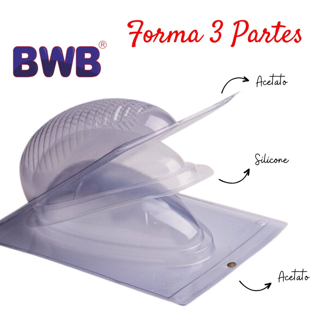 Forma Ovo Páscoa Chocolate 3 Partes Silicone BWB 