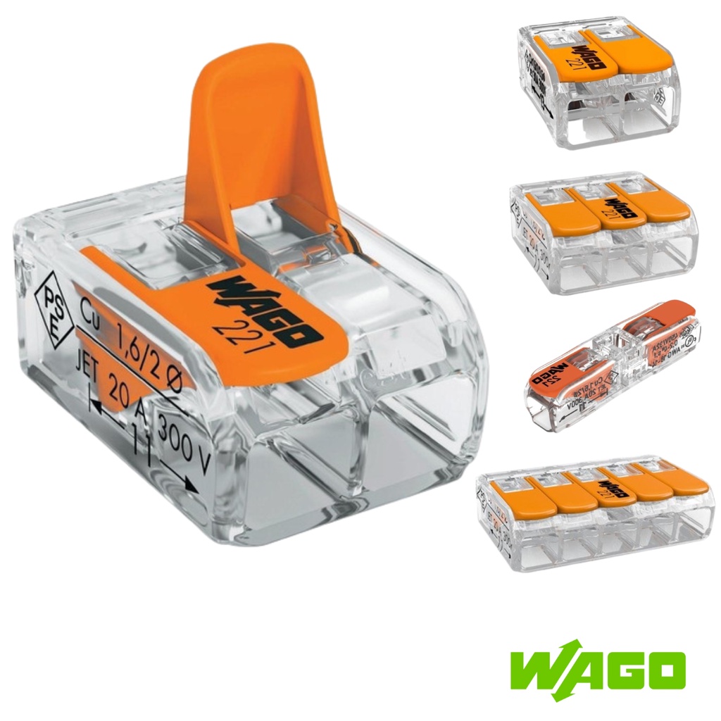 Conector Elétrico Emenda Wago 221 Original 1, 2, 