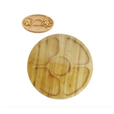 BANDEJA DE BAMBU 19.8 X 19.8 CM 5 DIVISÓRIAS COD 