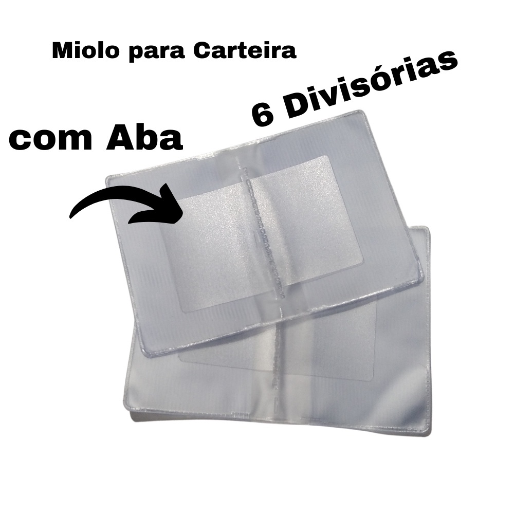 Miolo  Plastico P/ Carteira com aba de encaixe 6 d