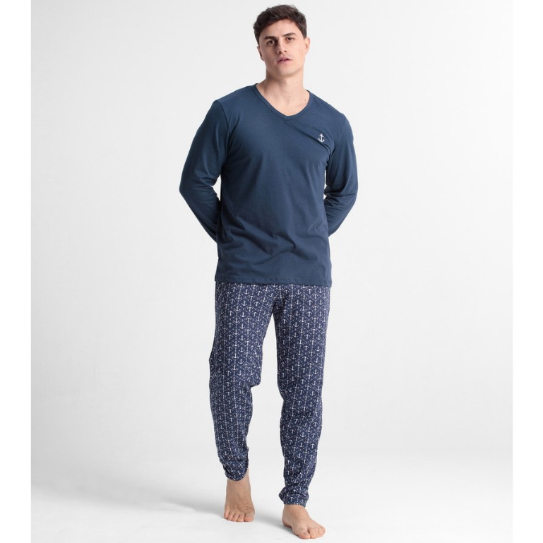 Pijama Masculino Adulto Longo 100% Algodão Invern