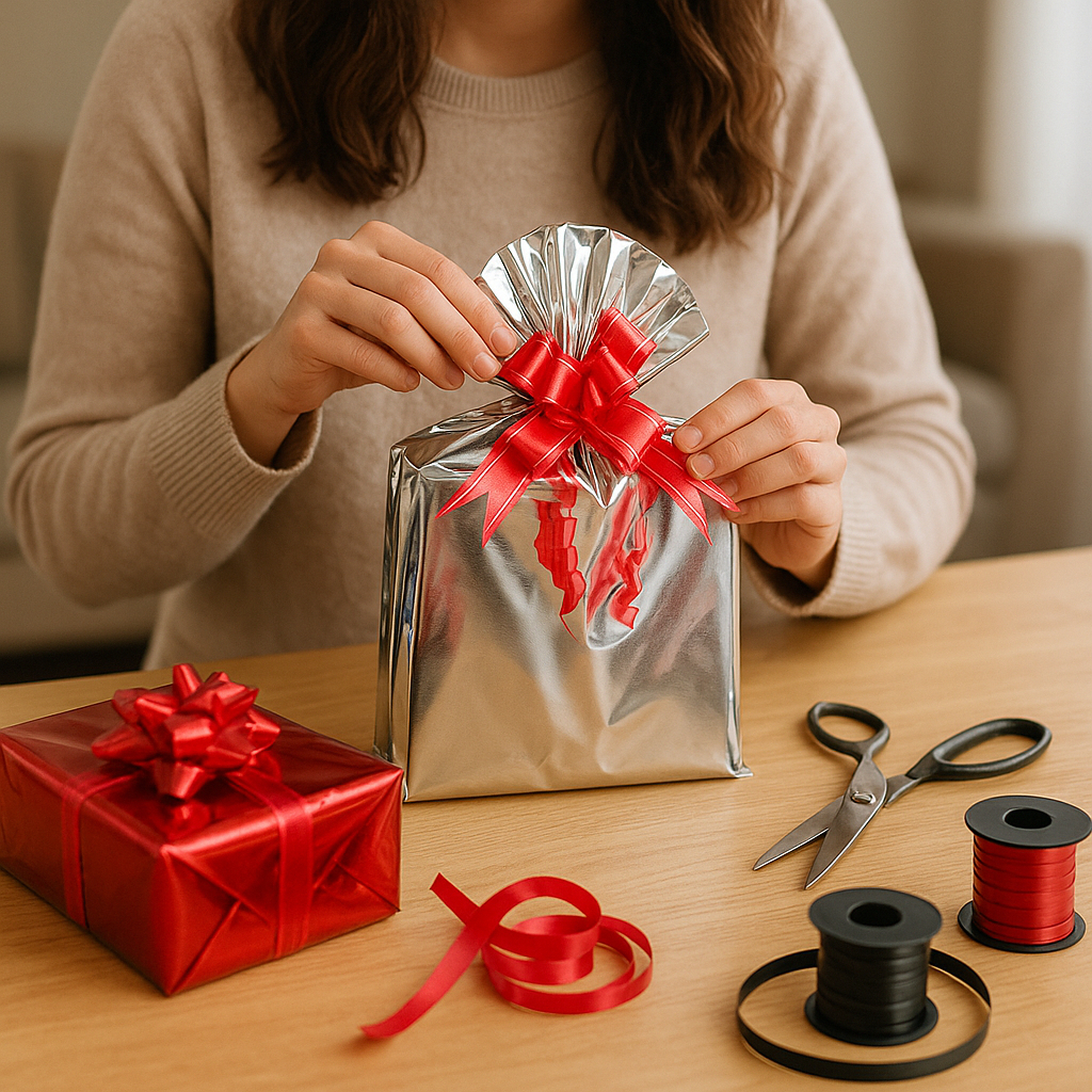 Kit 50 Sacos de Presente + 50 Laços Mágicos para