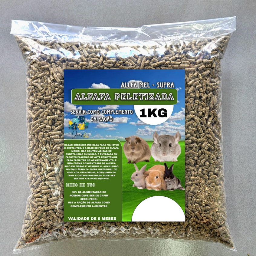 Alfafa Peletizada 1Kg Para Roedores, Coelho Hamste