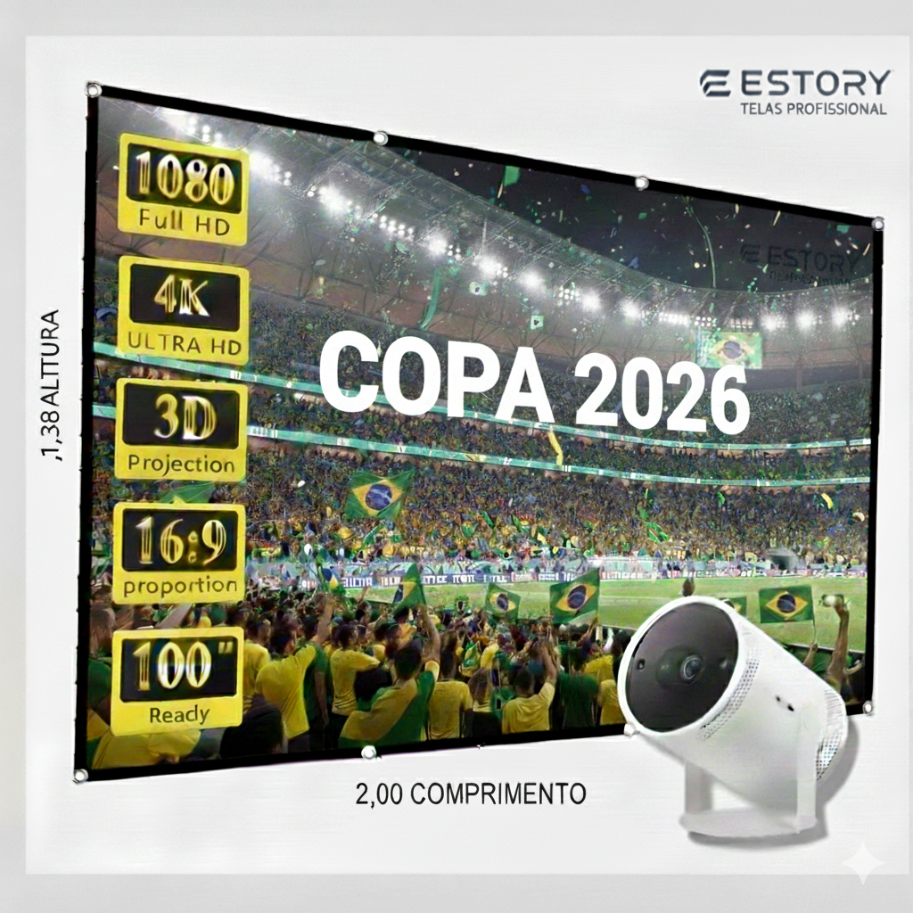 Tela de Projeção 100 Polegadas Profissional 16:9