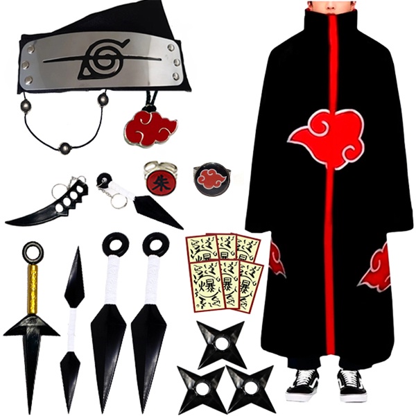 Mega Kit Naruto C/ Manto Akatsuki + 20 Itens Itach