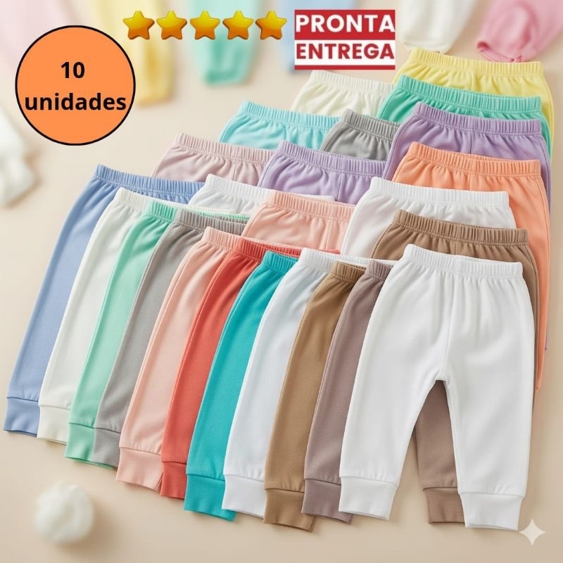 10 Mijão Calça Sem pé Bebê 100% Algodão RN P 